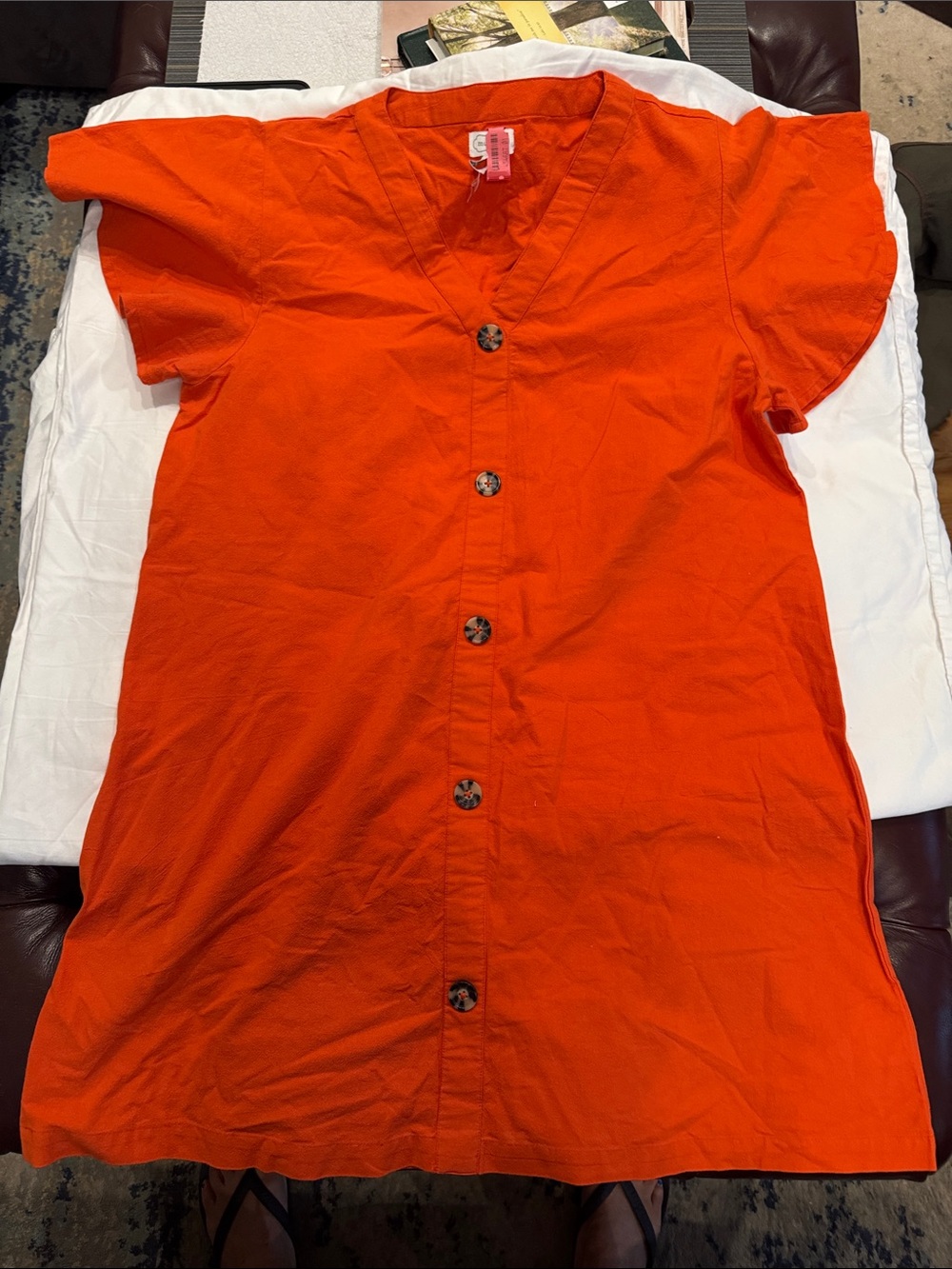 Women’s Orange Button-Front Dress